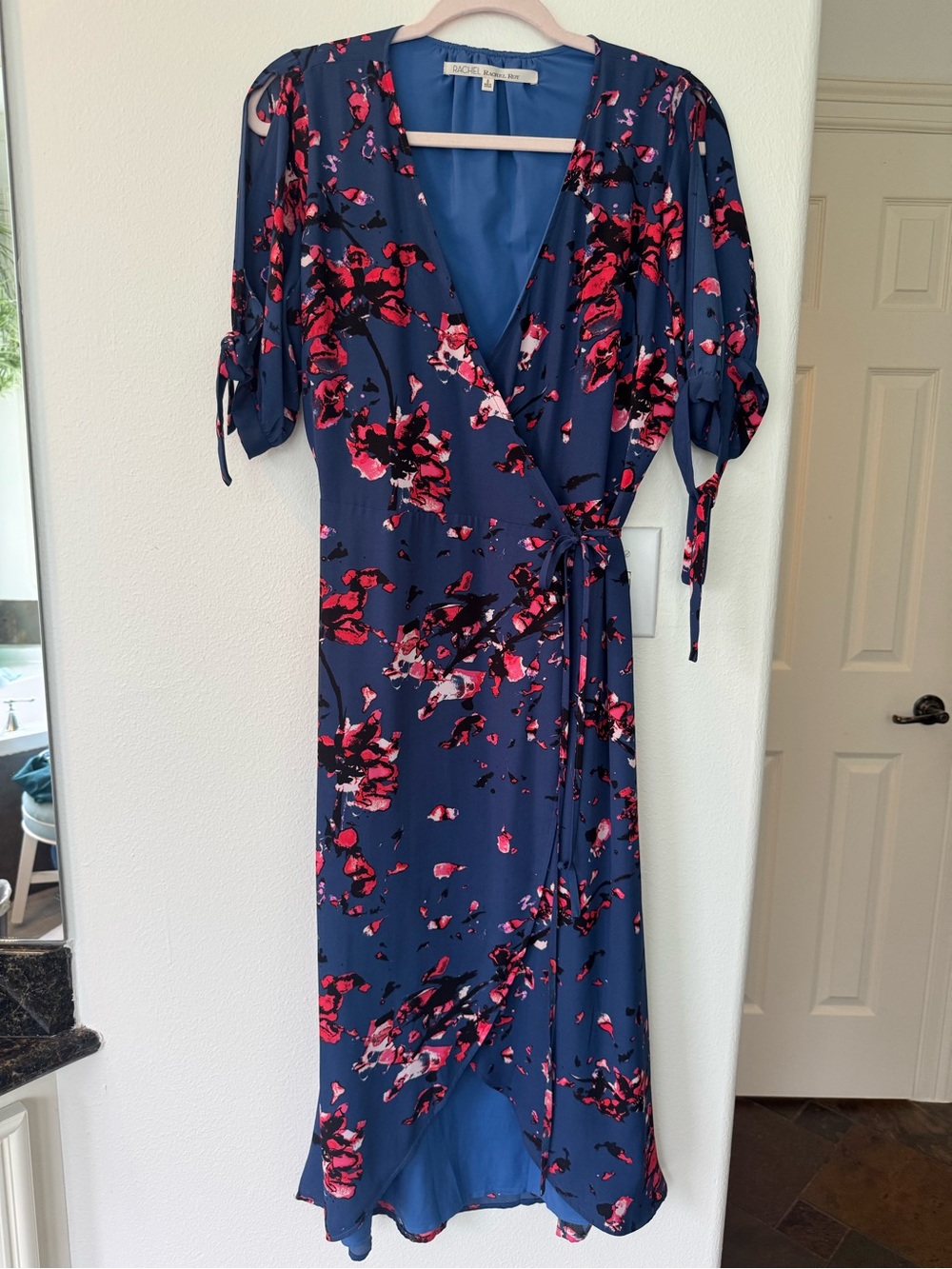 Rachel Rachel Roy Floral Wrap Midi Dress | Blue Pink Size 8